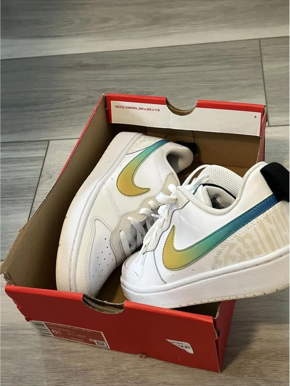 Nike Court Borough Low 2 FJ7692-191 (GS) Big Kids White Low Top Shoes SIZE 6.5